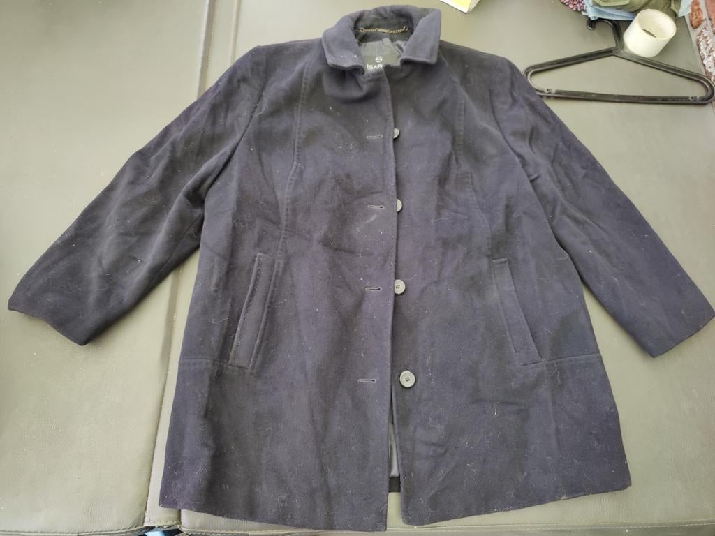 Wollen jas maat 48, Kleding | Dames, Grote Maten, Isabell, Ophalen of Verzenden, Blauw, Jas of Mantel