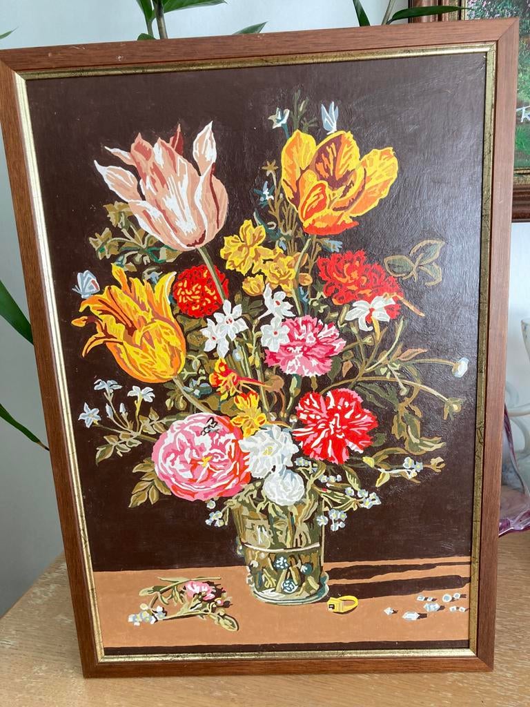 Mooie schilderij bloemstilleven op paneel, Antiek en Kunst, Ophalen of Verzenden