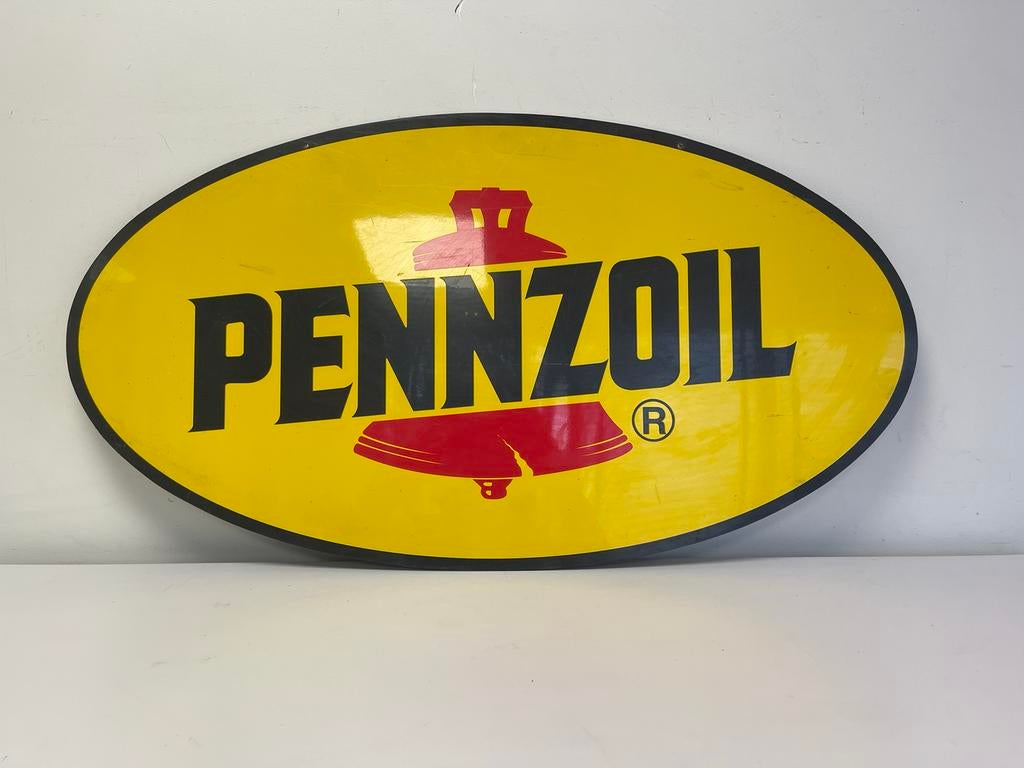 Ancienne plaque publicitaire PENNZOIL, Collections, Marques & Objets publicitaires, Enlèvement ou Envoi, Utilisé, Panneau publicitaire