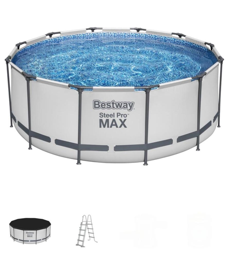 Bestway Steel Pro Max zwembad + Intex zandfilter, Rond, 300 cm of meer, Zo goed als nieuw, Opzetzwembad