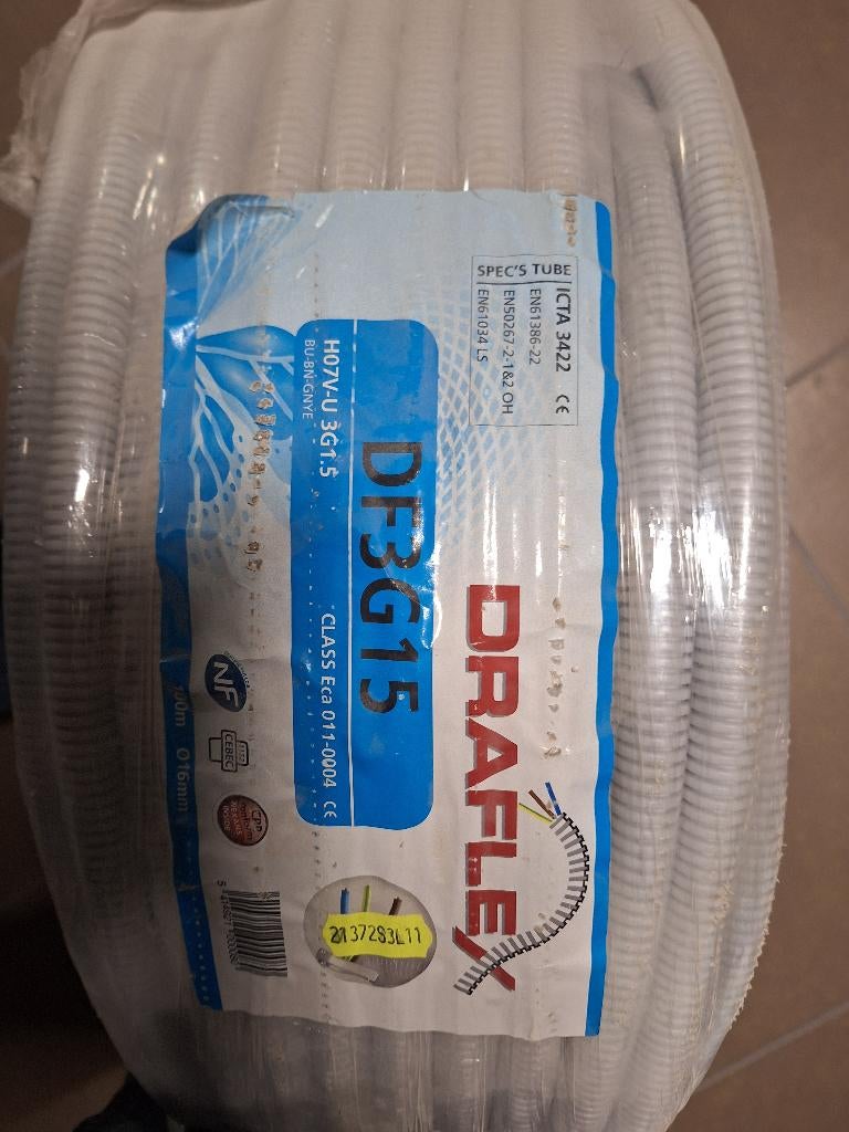 Rol Preflex 3G1.5 75m1 16mm, Ophalen of Verzenden, Nieuw, Kabel of Snoer