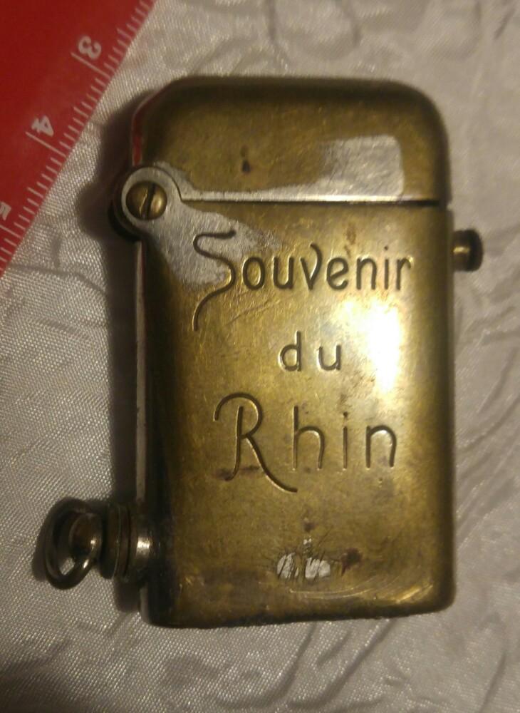 Aansteker Briquet Thorens Souvenir du Rhin francais 1918-20, Ophalen of Verzenden, Zo goed als nieuw, Aansteker