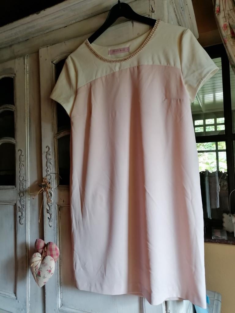 Very simple jurk 40 roze ecru, Kleding | Dames, Ophalen of Verzenden, Zo goed als nieuw, Maat 38/40 (M), Wit