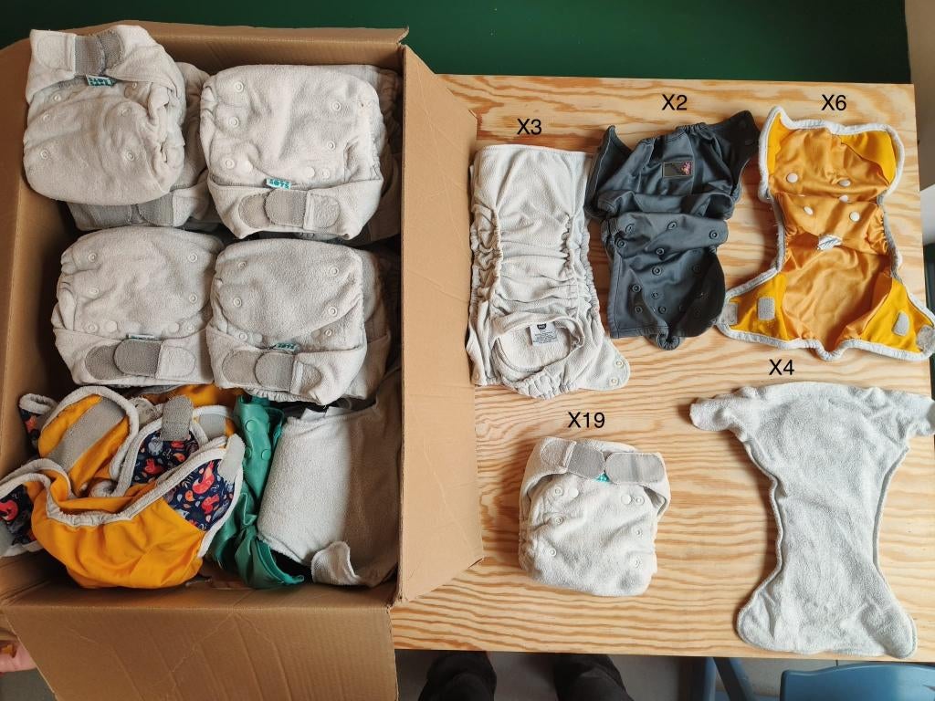 Set herbruikbare luiers (x25) + overbroekjes (x8), Kinderen en Baby's, Ophalen, Gebruikt, One size