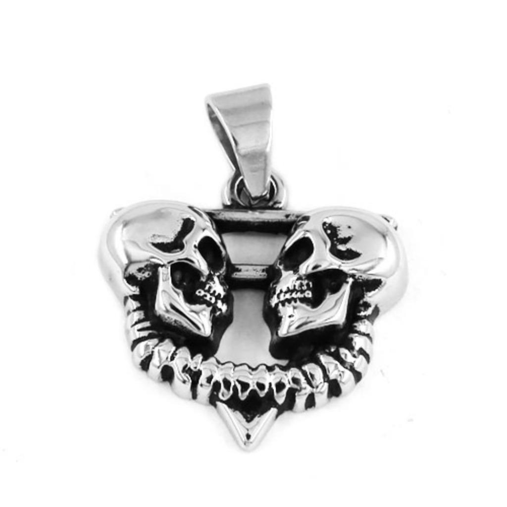 Skull biker hanger in chirurgisch staal, Ophalen of Verzenden, Nieuw, Zilver, Overige materialen
