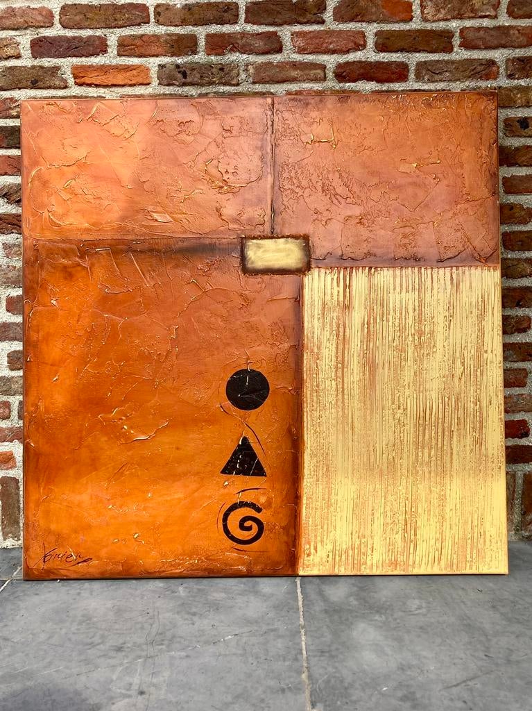 Peinture acrylique abstraite montée sur bois, Antiquités & Art, Art | Peinture | Abstraite, Enlèvement