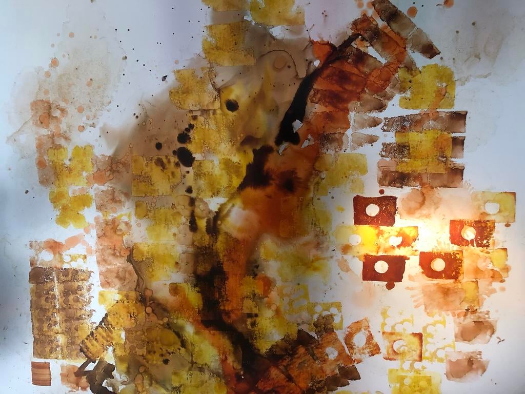 Aluchromie  Charles Meire. 1981. Abstract 100cm x 100cm, Antiek en Kunst, Ophalen of Verzenden