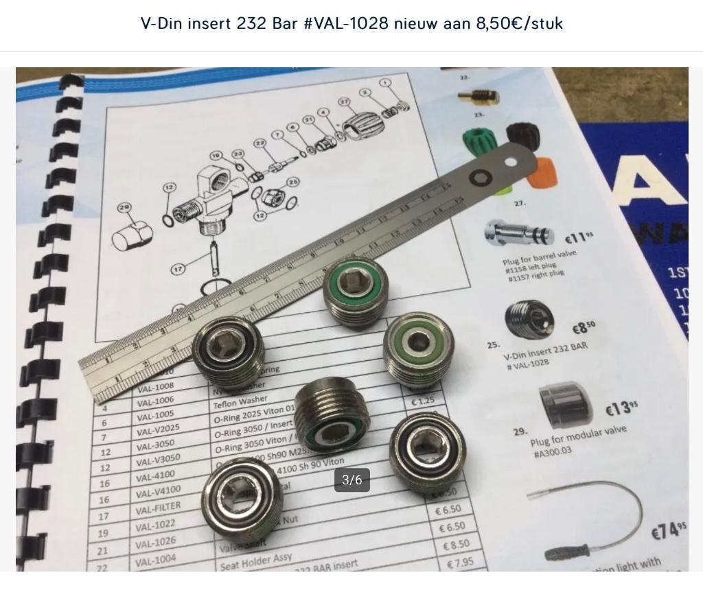 V-Din 232 Bar Insert #VAL-1028 nieuw 8,50€/stuk - Ecocheques, Ophalen of Verzenden, Nieuw, Duikfles
