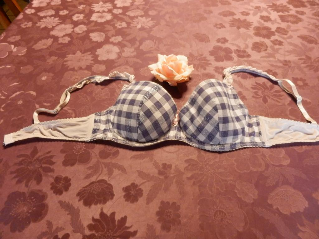 (53)- soutien gorge femme t.95c bleu blanc, Enlèvement ou Envoi, Bleu, Soutien-gorge