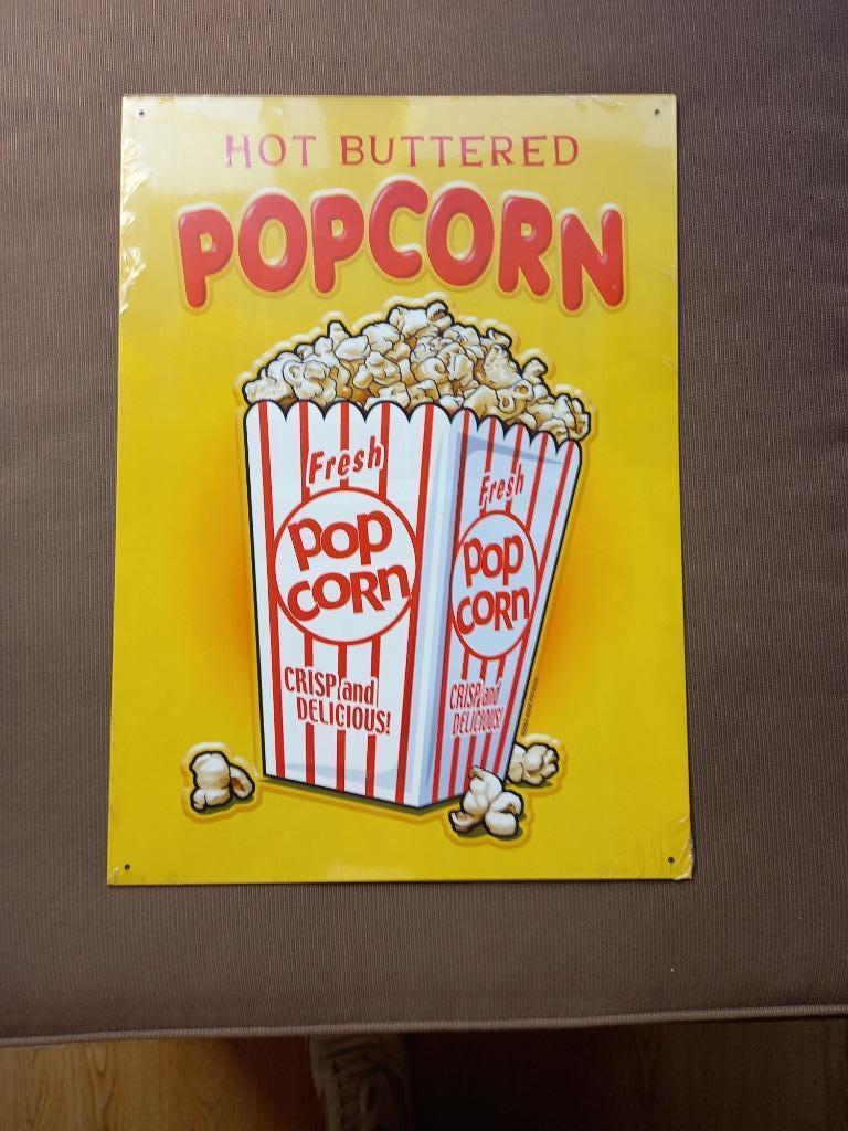 Reclamebord popcorn, Ophalen, Nieuw, Reclamebord