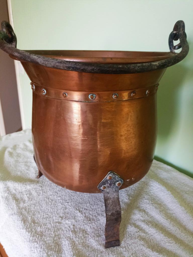 grote antieke koperen pot , handgemaakt..., Ophalen of Verzenden, Koper