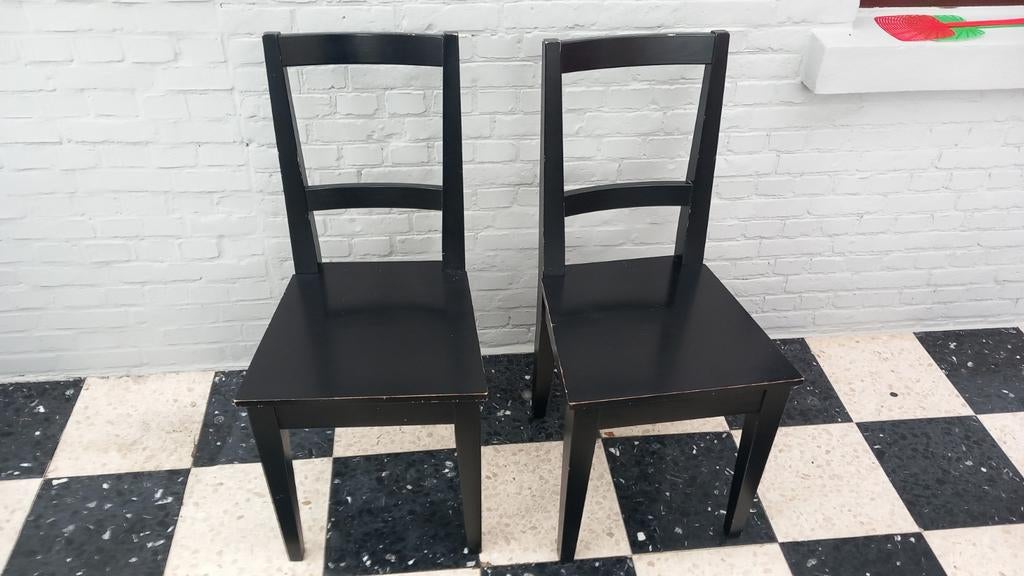 2 ikea stoelen zwart/zwaar, Huis en Inrichting, Stoelen, Ophalen, Zwart