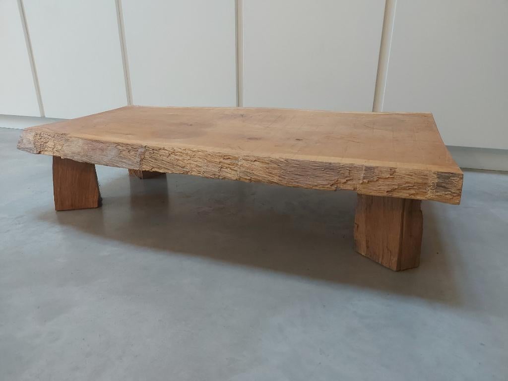 Massief eikenhouten salontafel, 100 à 150 cm, Moins de 50 cm, Enlèvement, Utilisé