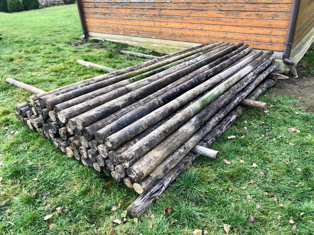 Stevige houten weide palen 350 cm x 10 cm, Jardin & Terrasse, Poteaux, Poutres & Planches, Utilisé, Poteaux, 250 cm ou plus, Enlèvement