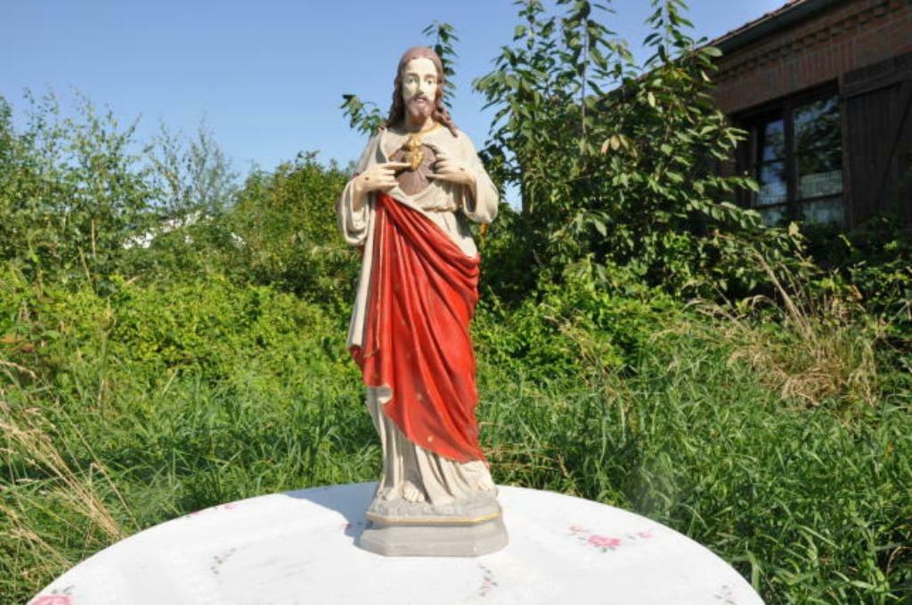 §  grand christ au sacre coeur en platre, Antiquités & Art, Enlèvement ou Envoi