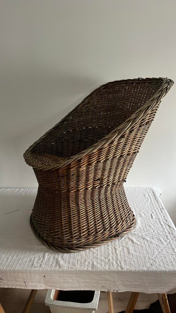 Vintage rotan zeteltje, Huis en Inrichting, Fauteuils, Ophalen, Gebruikt