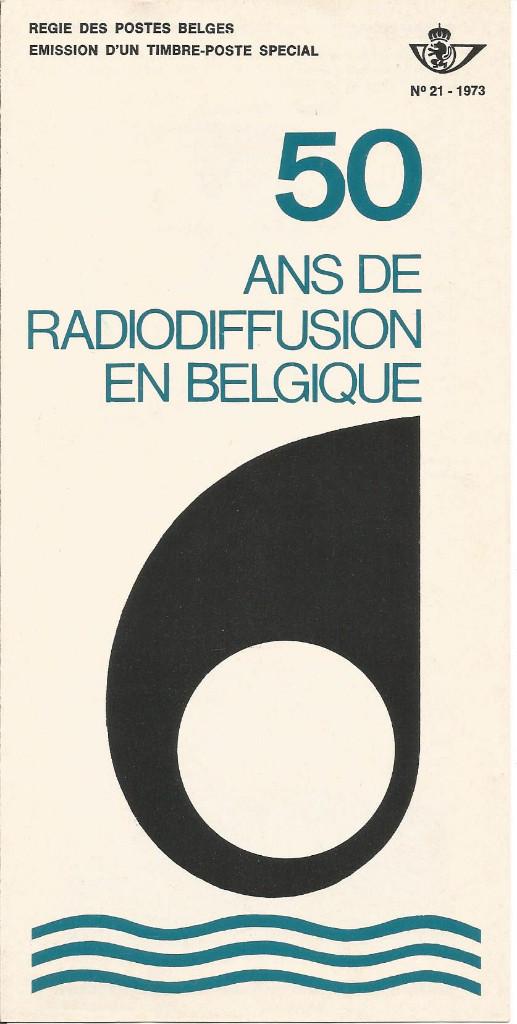 FDC 21/1973 BELGIQUE 26-11-73 - 50 Ans Radio Belge 4 Fr (FR), Enlèvement ou Envoi, Affranchi, Oblitération 1er jour, Autre