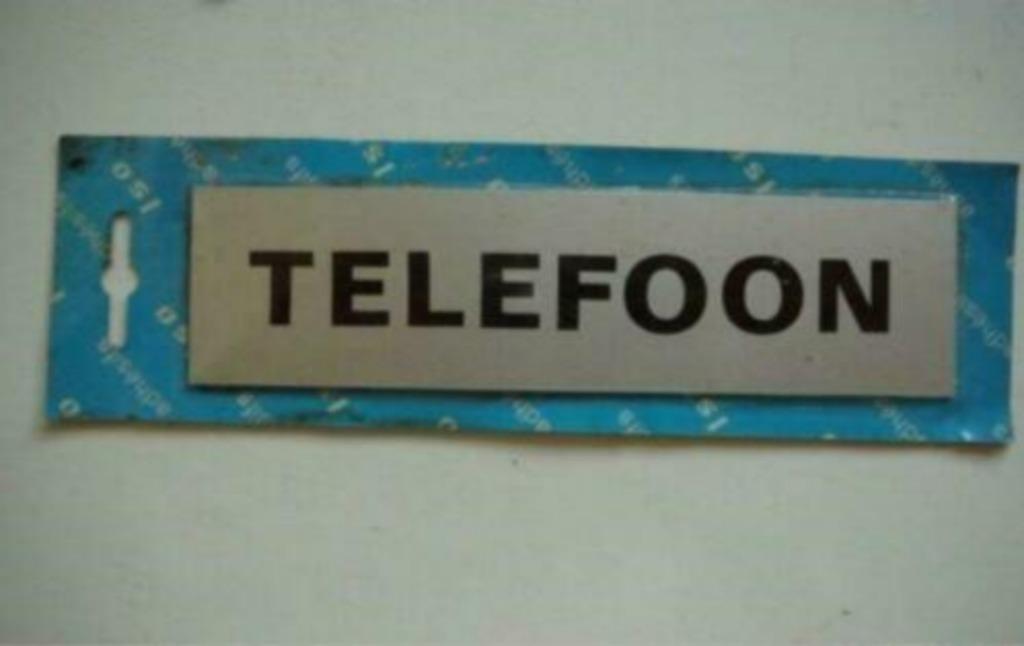 telefoon deurbordje zelfklevend plaatje in metaal, Ophalen of Verzenden, Nieuw