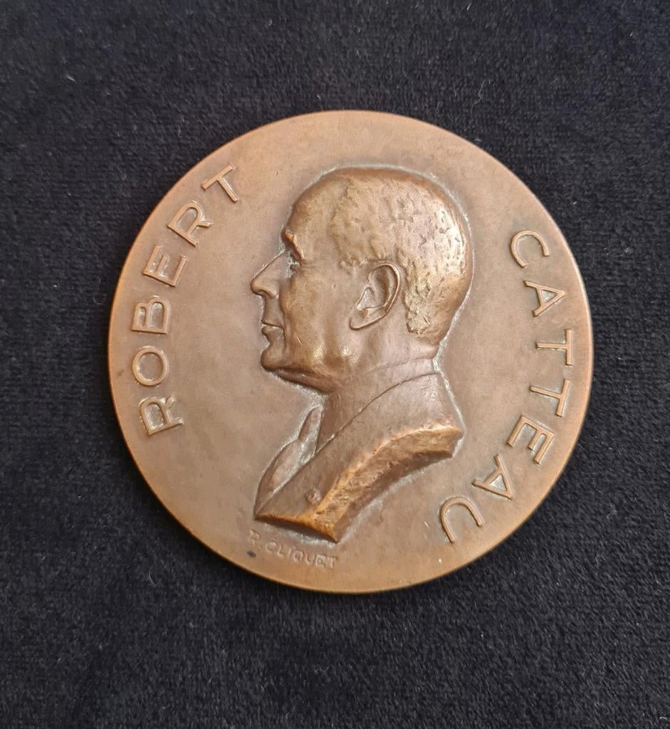 Grote medaille België René Cliquet Catteau brons Fonson, Postzegels en Munten, Penningen en Medailles, Brons, Ophalen of Verzenden