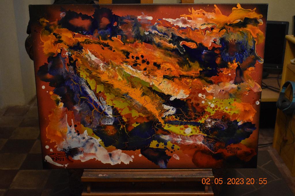 Serie nr. 28 over abstracte schilderijen, door joky kamo, Antiek en Kunst, Ophalen, Olieverf, Abstract