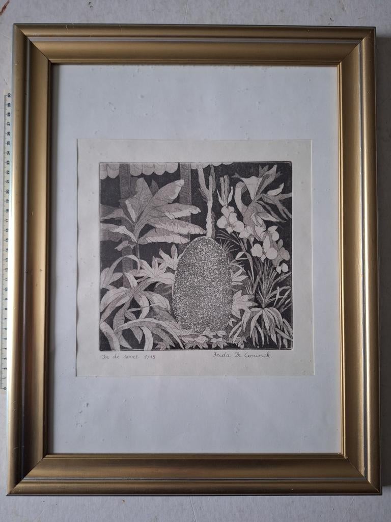 Originele ets van Frida De Coninck "In de serre", Enlèvement ou Envoi