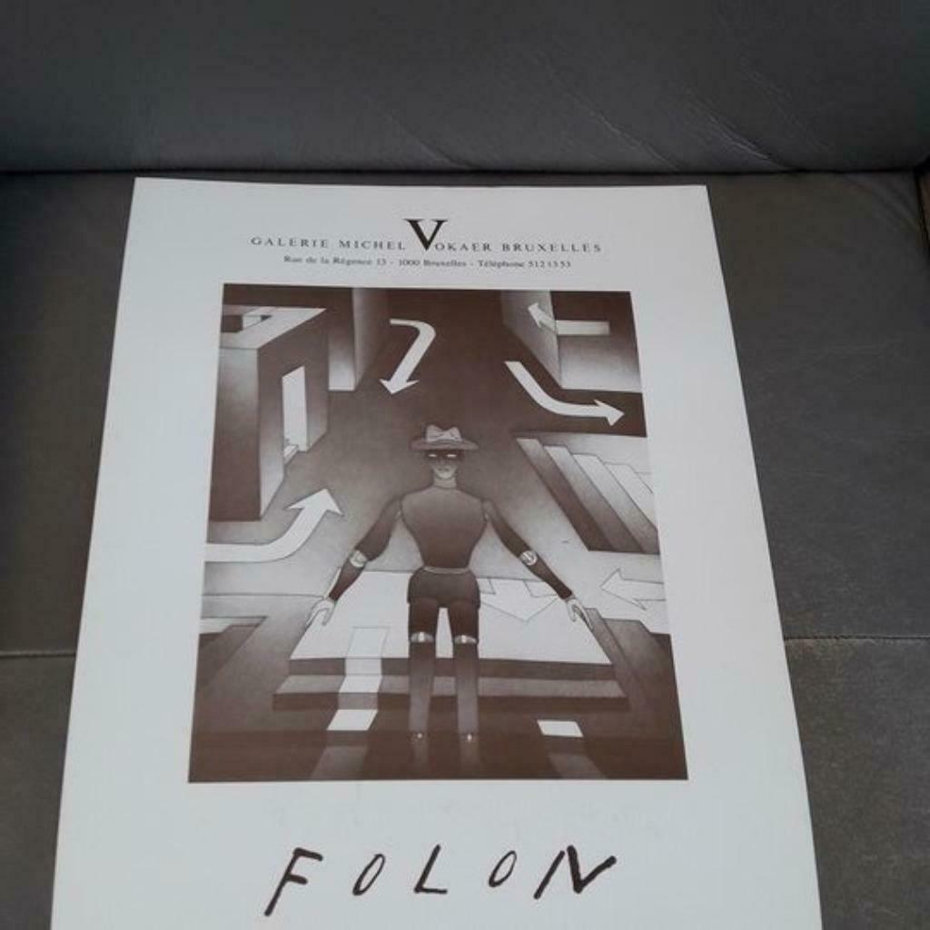 Affiche Folon 2 Galerie Vokaer, Enlèvement ou Envoi