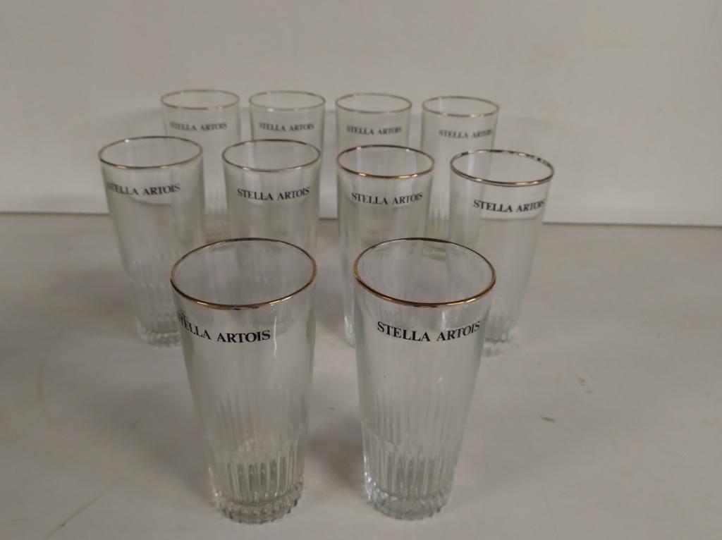 Lot van 10 vintage bierglazen Stella Artois 25 cl, Ophalen of Verzenden, Zo goed als nieuw, Stella Artois