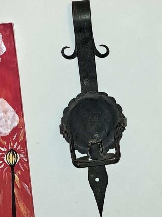 Smeedijzeren wandkandelaar kandelaar, Ophalen of Verzenden