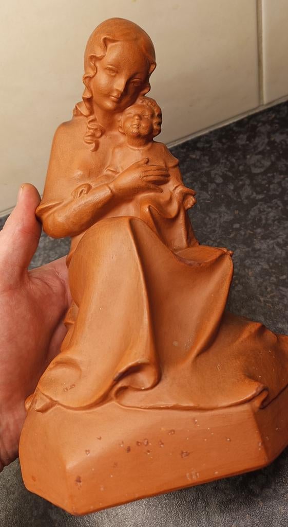 Terracotta Maria beeld religie, Ophalen of Verzenden