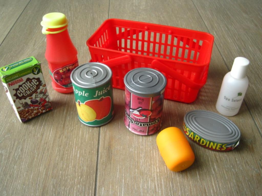 Mini panier à provisions rempli pour jouets - SET 1, Enlèvement ou Envoi, Utilisé, Plastique, Accessoires de cuisine de jeu