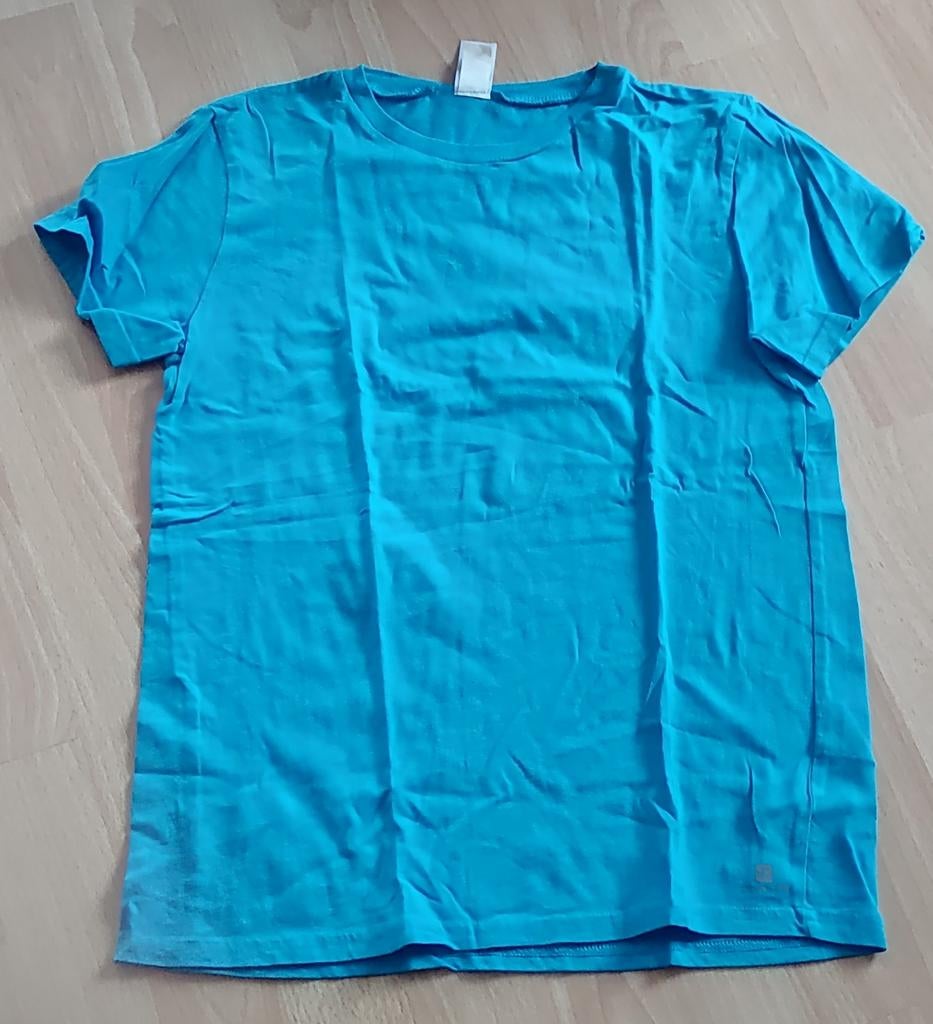 maat 158/164 13/14 jaar t-shirt fel blauw donker turquoise, Domyos, Ophalen of Verzenden, Zo goed als nieuw, Shirt of Longsleeve