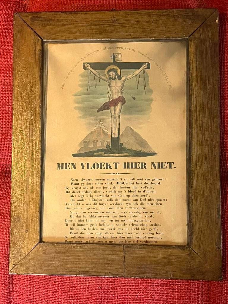 Antiek kader Men Vloekt Hier Niet - oud vlaams, Enlèvement ou Envoi