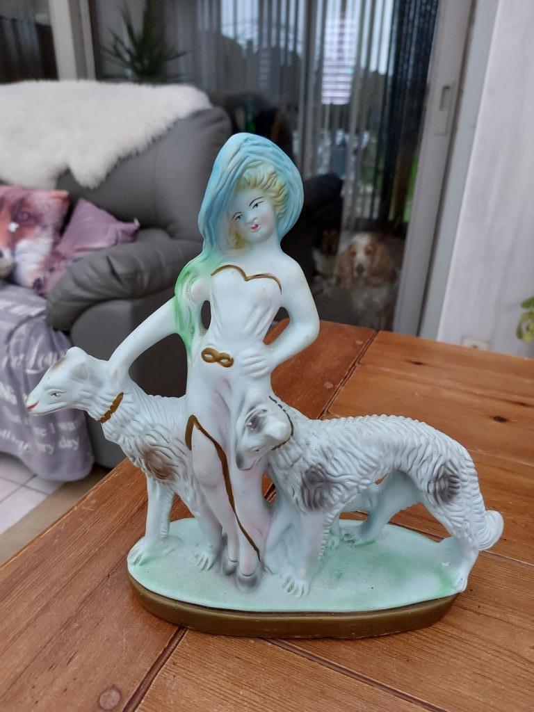 vintage beeld dame met windhonden, Enlèvement ou Envoi