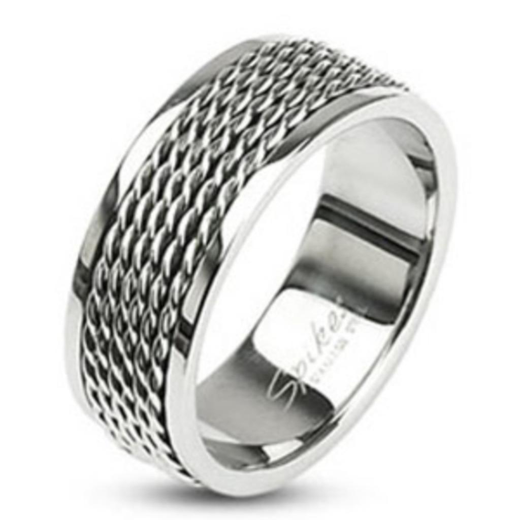 Bague chaîne en acier argenté pour homme, Enlèvement ou Envoi, Neuf, Fer ou Acier, Homme
