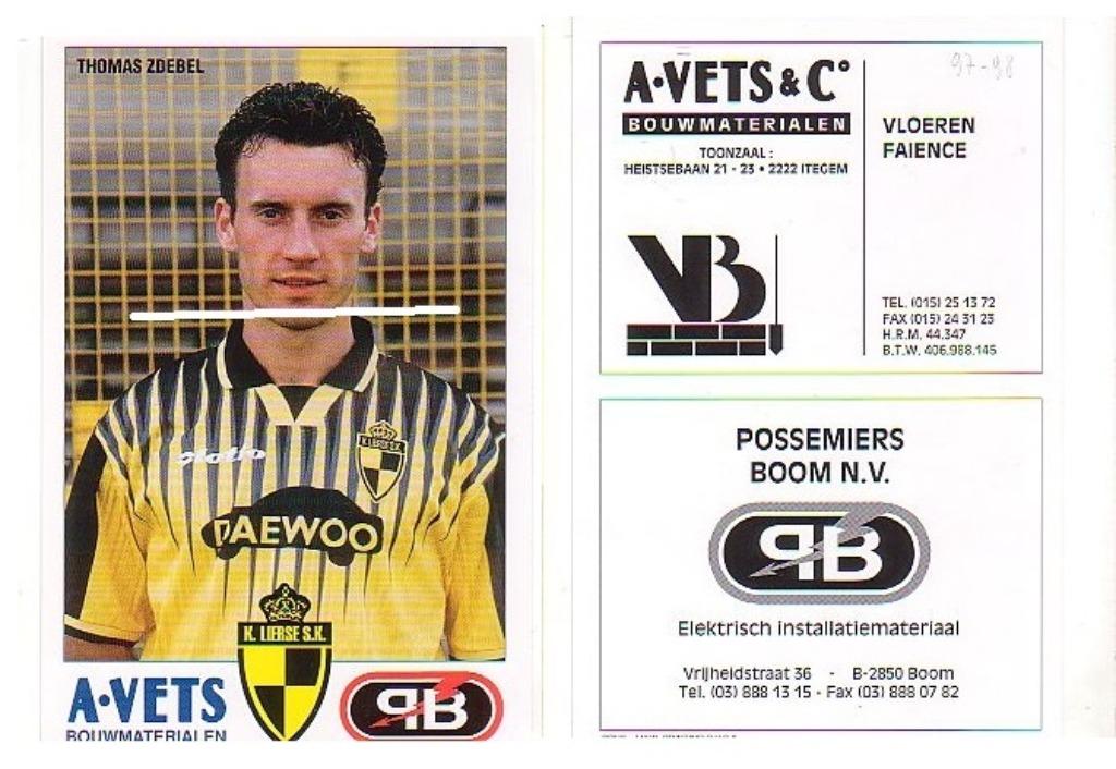 K.Lierse SK / 2 fotokaarten / Thomas Zdebel en Walter Simons, Verzamelen, Sportartikelen en Voetbal, Zo goed als nieuw, Spelerskaart