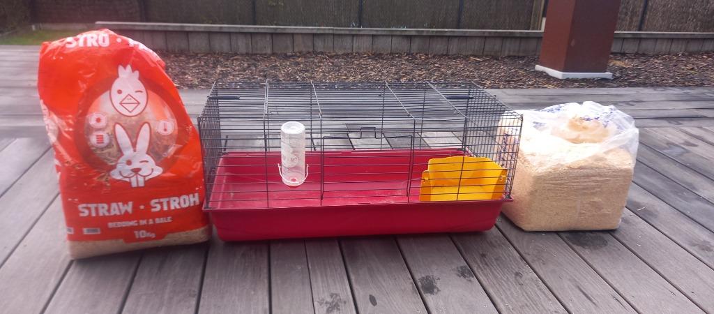 Konijnenhok en toebehoren te koop, Lapin, 75 à 110 cm, Cage, Enlèvement