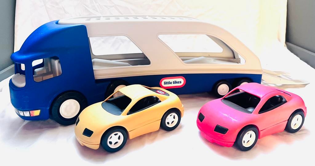 Little Tikes Autotransporter met 2 Auto’s – Compleet, Ophalen, Zo goed als nieuw