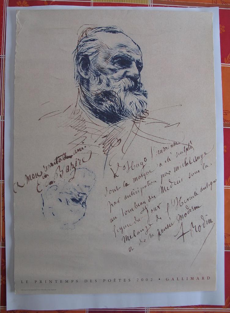 VICTOR HUGO   AFFICHE   POSTER  RODIN AUGUSTE    2002, Livres, Littérature, Comme neuf, Europe autre, Enlèvement ou Envoi