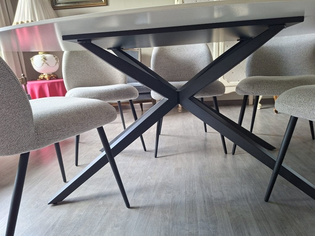 Eettafel marmer keramiek met 6 stoelen, Ophalen, Zo goed als nieuw, Vijf personen of meer, Overige vormen