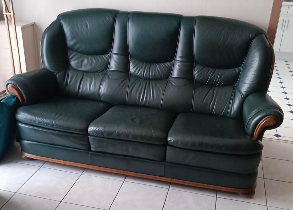 Salon en cuir A DONNER, Maison & Meubles, Enlèvement, Comme neuf, Cuir