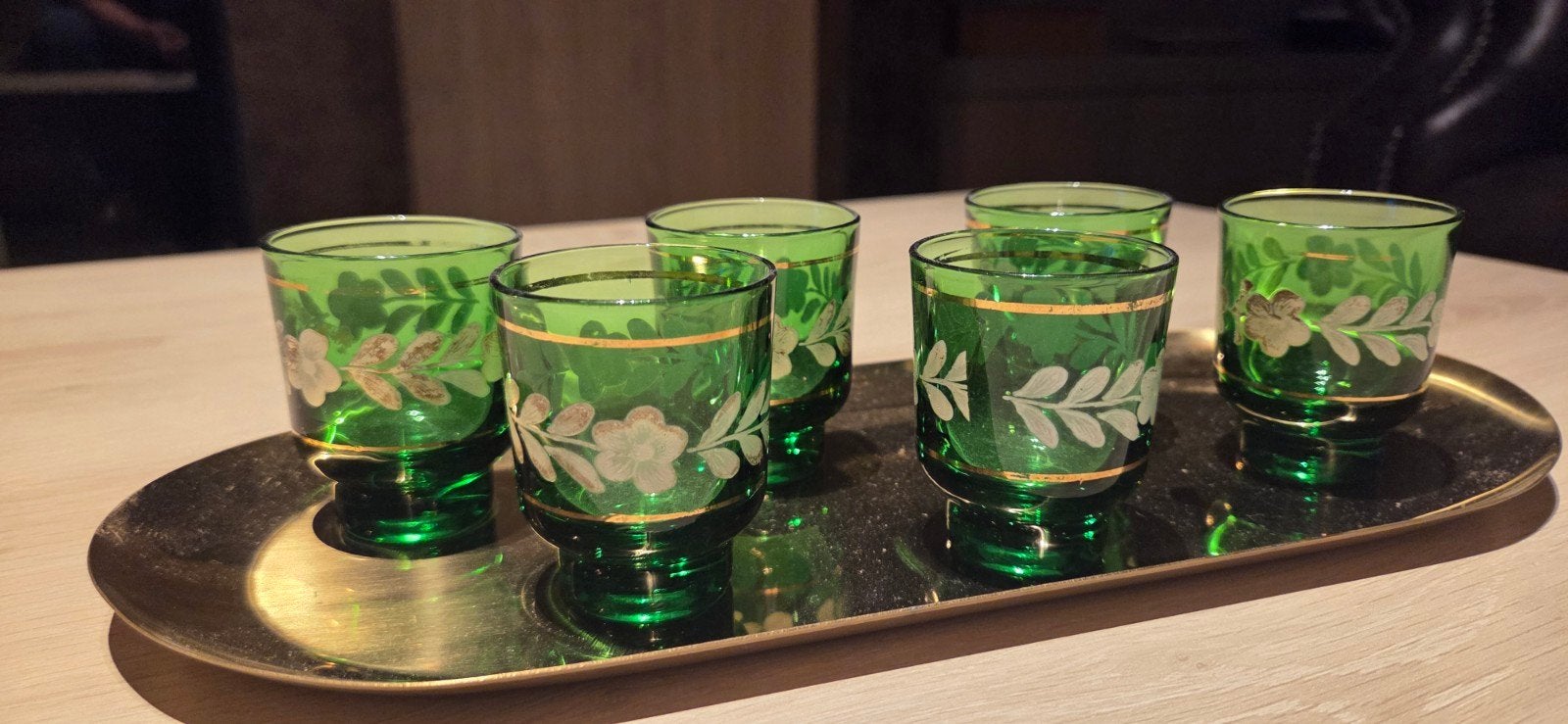 ensemble de 6 verres à liqueur Salad Griebe sur un plateau e, Enlèvement ou Envoi