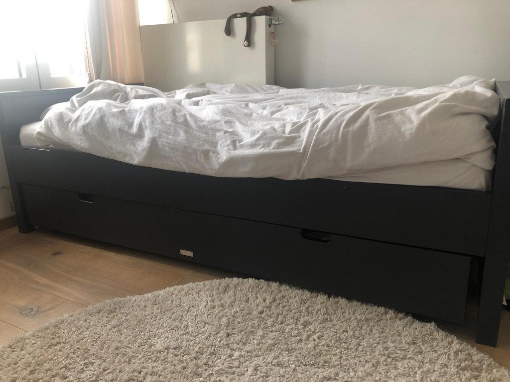 Bopita bed met schuif, Ophalen, Zo goed als nieuw, 85 tot 100 cm, Lattenbodem