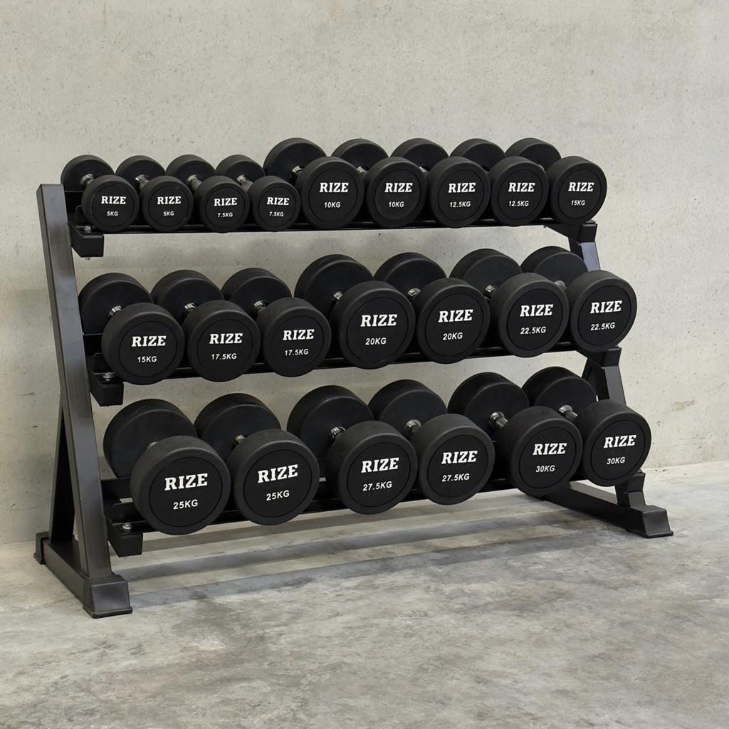 Dumbbell set 5 tot 30kg met rek UITVERKOOP, Sport en Fitness, Ophalen of Verzenden, Zo goed als nieuw, Benen, Dumbbell