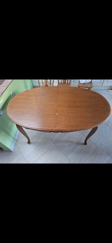 Table a salle a manger ovale en chêne massif, Maison & Meubles, 100 à 150 cm, Cinq personnes ou plus, Enlèvement, Utilisé