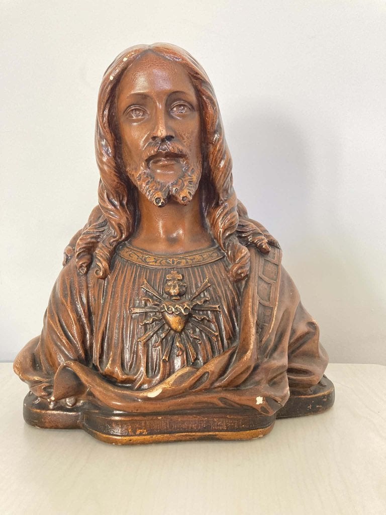 Groot borstbeeld Heilig Hart van Jezus (33 op 30 cm), Ophalen
