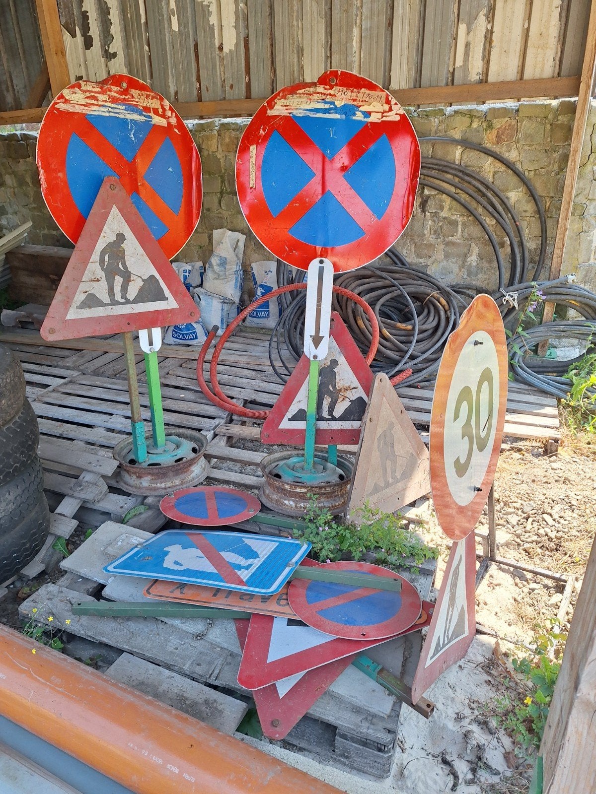 lot de panneaux de signalisation de chantier, Enlèvement, Utilisé, Autres matériaux