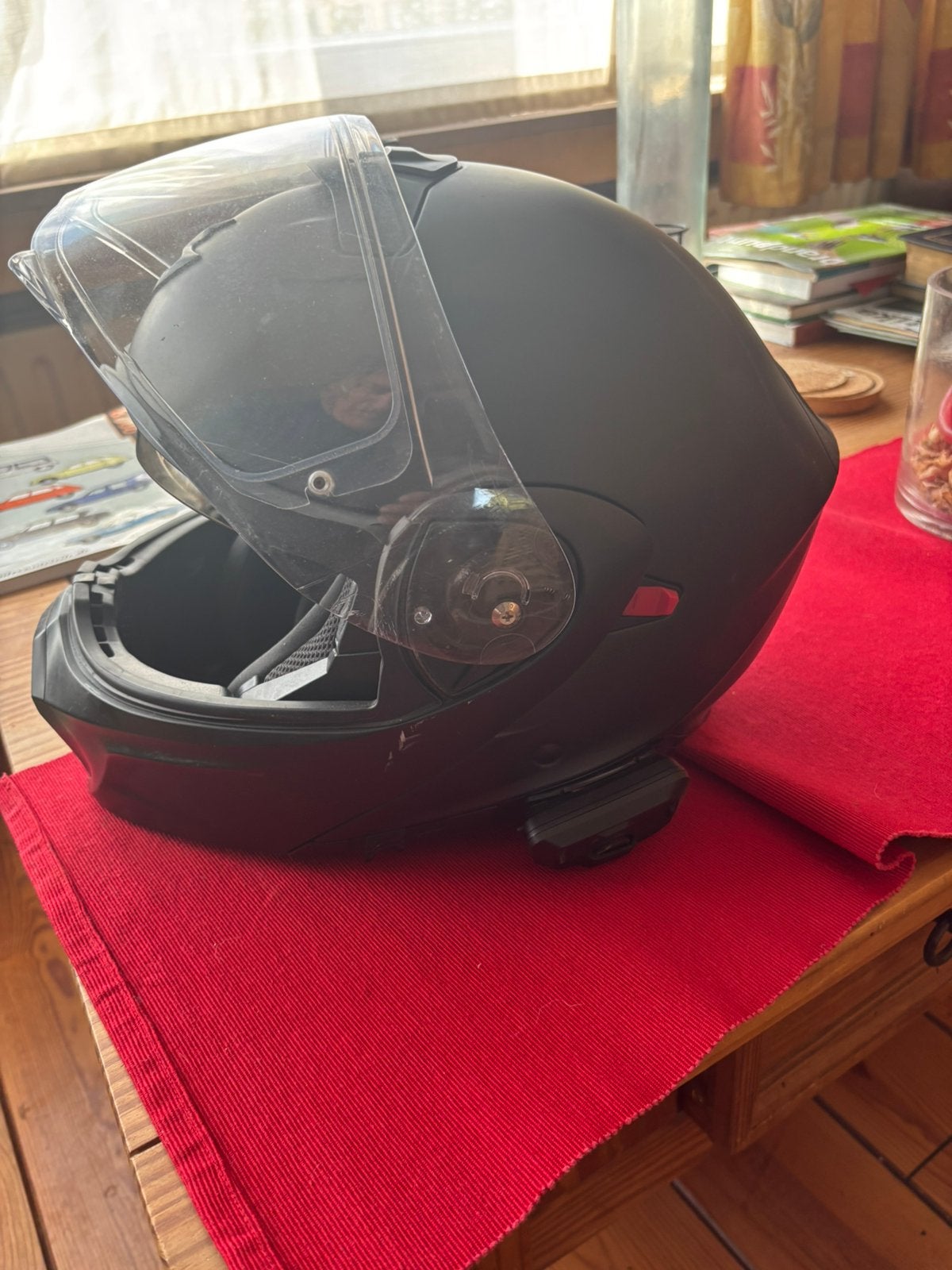 Systeemhelm Scorpion met Cardo en winter motorhandschoenen, Ophalen, Zo goed als nieuw