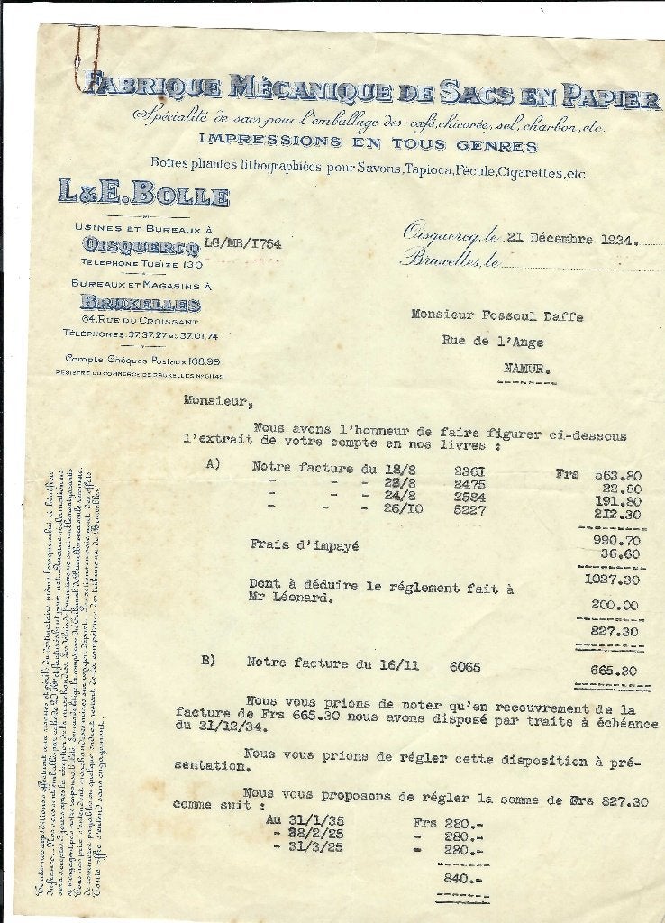 Ancienne facture 1934, Enlèvement ou Envoi, Utilisé