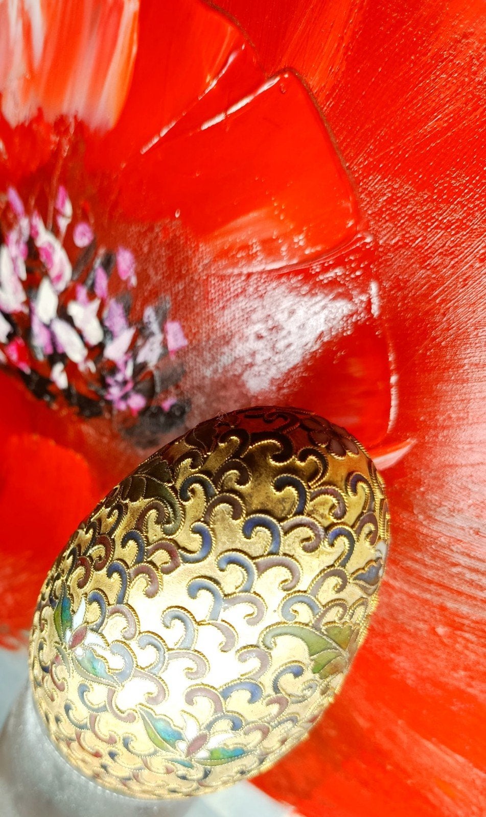 Chinees cloisonne-decoratie-ei, Ophalen of Verzenden, Zo goed als nieuw