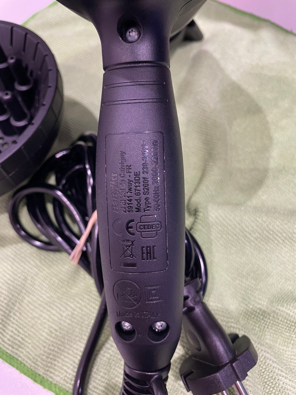 Sèche cheveux BaByliss Shine Pro +diffuseur, Ophalen, Zo goed als nieuw, Haardroger
